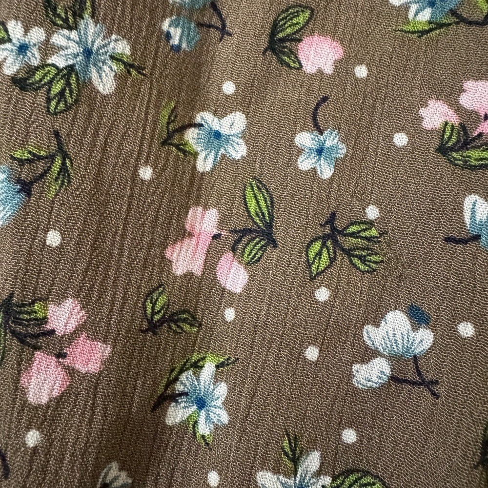 Floral Tiered Dress Brown Cottagecore‎ Romantic Midi 3/4 Sleeve Size Small - Picture 7 of 10
